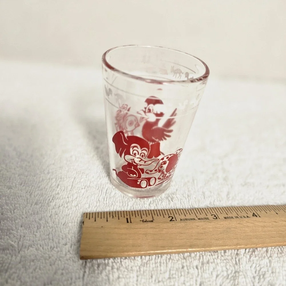 Vintage Kraft Kiddie Cups Childrens Swanky Swig Juice Glass Baby Bird & Elephant